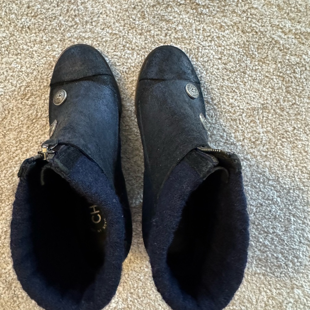 CHANEL Navy Leather Sole Boots